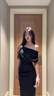 LIZONGXI黑色斜肩一字肩連衣裙子女夏季法式氣質(zhì)禮服裙露肩收腰包臀裙長(cháng)裙 黑色 S 【80-100斤】 曬單實(shí)拍圖