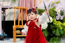 G.DUCKKIDS一周歲禮服女寶寶連衣裙兒童唐裝套裝中國風(fēng)秋季裙子嬰兒抓周衣服 紅色 90 尺碼1~2歲【 80-90cm】 曬單實(shí)拍圖