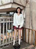 歐貝汐毛衣女秋冬加絨v領(lǐng)中長款白色軟糯寬松打底衫慵懶風(fēng)針織衫上衣潮 米白色 均碼 【建議80-120斤】 曬單實拍圖