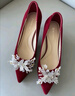 達芙妮細跟高跟鞋女2025新款精致珠花紅色婚鞋尖頭秀禾婚紗敬酒服新娘鞋 璀璨紅【精致珠花 6cm跟高】 37 曬單實(shí)拍圖