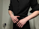 昭迅斯文敗類男裝黑色正肩長袖襯衫男潮感痞帥DK制服襯衣疊穿冷淡 黑色 XL 135-150斤 曬單實(shí)拍圖