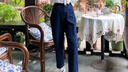 帛芮九分直筒仿牛仔哈倫褲女春夏季薄款高腰寬松女士休閑通勤蘿卜褲 曬單實拍圖