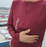 優(yōu)衣庫女裝羅紋亨利領(lǐng)T恤/長袖修身短款內(nèi)搭打底479591 17 棗紅色 XL /165/92A 曬單實(shí)拍圖