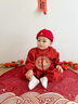 G.DUCKKIDS小黃鴨一周歲禮服男女寶寶抓周百天滿(mǎn)月嬰幼兒中國風(fēng)唐裝兒童漢服 紅色 80 尺碼建議9-12個(gè)月cm 曬單實(shí)拍圖