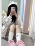 棉致可愛(ài)小貓耳朵連帽外套女春秋季2025新款休閑開(kāi)衫衛(wèi)衣寬松慵懶上衣 2601白色【常規(guī)高品質(zhì)33.5】 L 100-120斤 曬單實(shí)拍圖