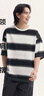 森馬（Semir）短袖T恤男暈染條紋情侶裝夏季半袖上衣oversize無(wú)性別個(gè)性潮 黑白色調00391 XS 曬單實(shí)拍圖