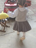 凡獵VOONLIE女童學(xué)院風(fēng)套裝秋裝兒童洋氣時(shí)髦小女孩衣服寶寶百褶裙三件套春秋 灰色 110 cm 曬單實(shí)拍圖