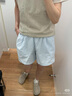 UR2025春季新款女裝撞色條紋拼接蕾絲抽繩短褲UYL650019 曬單實(shí)拍圖