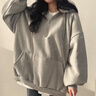 CTOX拉鏈連帽衛衣女寬松韓版純色上衣百搭寬松2025春秋夏季外套ins潮灰色 薄款M 80-100斤 曬單實(shí)拍圖