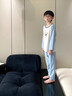 俞兆林兒童睡衣男春秋款家居服套裝中大童莫代爾棉長(cháng)袖長(cháng)褲居家空調服 A類(lèi)柔軟順滑-淺藍鯊魚(yú) 160 建議150-160cm,80-95斤 曬單實(shí)拍圖