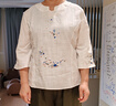 皮爾卡丹民族風(fēng)刺繡花棉麻女裝2025夏裝新款七分袖T恤女寬松白色夏季上衣 白色[繡花款] L 105-115斤 曬單實(shí)拍圖