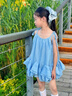 WVD吊帶裙女童夏季洋裝2025新款女孩夏裝裙子套裝兒童多巴胺小洋裙 藍(lán)色套裝裙子+短褲 藍(lán)色套裝裙子 120 CM 曬單實(shí)拍圖