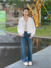 森馬（Semir）外套女秋短款蕾絲寬松蝙蝠袖棉麻立領(lǐng)2025新款甜美小清新夾克 本白10102 S 曬單實(shí)拍圖