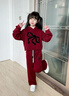 G.DUCKKIDS女童新年喜慶連帽加絨加厚衛衣休閑褲套裝2025冬季新款韓版兩件套 酒紅色 170 cm 曬單實(shí)拍圖