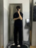 卡圖弛美式柳葉彎刀微喇牛仔褲男秋季潮流高街vibe修身顯瘦窄版長(zhǎng)褲子 黑色 XL 曬單實(shí)拍圖