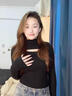 鉑吶苓T恤女拼接挖洞秋冬新款小心機打底衫女半高領(lǐng)鏤空辣妹設計感長(cháng)袖 半高領(lǐng)鏤空打底衫【黑色】 M 95-110 曬單實(shí)拍圖
