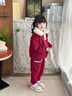 G.DUCKKIDS童裝女童套裝秋冬加絨加厚兒童服裝女孩冬裝兩件套卡通寶寶衣服 酒紅色 110 建議身高100-110cm4-5歲 曬單實(shí)拍圖
