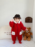 優(yōu)奇滿(mǎn)月寶寶衣服嬰兒連體衣秋冬季百天周歲服過(guò)年紅色喜慶新年拜年服 紅色雙福連體衣 90cm 曬單實(shí)拍圖
