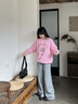 MMLG 圓領(lǐng)衛衣女男2025早秋新款重磅萌趣圖案設計韓系情侶上衣服外套 淺花灰 S 曬單實(shí)拍圖
