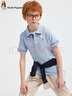 暇步士（Hush Puppies）【速干】童裝兒童男大童2025夏季新款透氣輕薄簡約氣質(zhì)POLO短袖 冰晶藍 160 曬單實拍圖