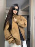 棉致美式工裝立領(lǐng)飛行員夾克外套女春秋季2025新款潮流高級感棒球服D5棕色【高品質(zhì)38】L 105-125斤 曬單實(shí)拍圖