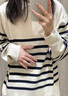 無(wú)印良品（MUJI）女式 米蘭諾羅紋編織半拉鏈毛衣女款針織衫25年秋季 女裝 深灰色條紋 L (165/88A) 曬單實(shí)拍圖