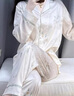 TFZF高端真絲睡衣女春秋長(cháng)袖送媽媽生日禮物夏季桑蠶絲家居服禮盒套裝 雅致-白花 XL 曬單實(shí)拍圖