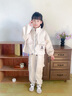 mlgt童裝女童運(yùn)動(dòng)套裝春秋季韓版中大童立領(lǐng)衛(wèi)衣外套工裝褲休閑兩件套 米杏色【兩件套】 110 曬單實(shí)拍圖