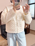 森馬（Semir）棉服女肌理菱格內搭寬松慵懶風(fēng)2025冬季新款抽繩輕薄棉衣百搭 奶白10536 M 曬單實(shí)拍圖