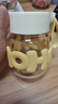 富光玻璃杯女生小耐高溫帶蓋胖胖牛奶豆?jié){外帶迷你咖啡果汁刻度水杯子 浮光白370ml（帶杯套） 曬單實(shí)拍圖