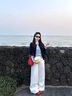艾珠兒（Aizhuer）休閑褲女裝2025秋季學(xué)院小香風(fēng)針織開(kāi)衫褲子女韓系穿搭一整套裝 藍(lán)色假兩件上衣+褲子 M 曬單實(shí)拍圖