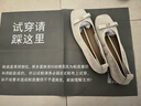 金利來（goldlion）七夕送女友女鞋2025夏季法式豹紋蝴蝶結(jié)平底單鞋通勤工作鞋米白38 曬單實拍圖