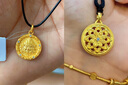 夢(mèng)金園  時(shí)尚飾品吊墜 古法寶相花開(kāi)鏤空鑲嵌莫桑石掛墜生日禮物 中板-凈金重約8g克重多退少補 曬單實(shí)拍圖