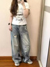 憶思減小個(gè)子美式復古直筒破洞闊腿牛仔褲女2025春秋新款寬松百搭拖地褲 淺色  小個(gè)子款 M 建議95-105斤 曬單實(shí)拍圖