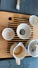 瓷牌茗 玲瓏功夫茶具套裝白瓷泡茶壺茶杯整套家用茶盤(pán)小茶臺禮盒裝 《向陽(yáng)花》蓋碗10件套+正四方黑密胺盤(pán) 曬單實(shí)拍圖