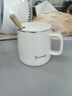 傳旗陶瓷馬克杯帶勺蓋咖啡杯牛奶杯早餐杯辦公杯男女茶杯描金白400ml 曬單實拍圖