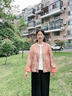 慕姝媽媽秋裝氣質(zhì)小香風(fēng)外套中老年貴夫人時(shí)尚上衣女春秋洋氣短款風(fēng)衣 橘色 2XL 建議110-125斤左右 曬單實(shí)拍圖