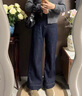 紫昕月顯瘦小個(gè)子深藍牛仔褲女2025年秋季新款百搭高腰直筒闊腿九分褲子 深藍色【高品質(zhì)】 S (建議80斤-95斤) 曬單實(shí)拍圖