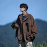 Shelley Jones美式復(fù)古外套男士秋季新款寬松潮流pu皮高級(jí)感痞帥機(jī)車夾克上衣服 咖啡色 XL [建議125-135斤] 曬單實(shí)拍圖