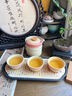 三物玉帶手抓壺旅行茶具戶(hù)外一壺三杯便攜式陶瓷旋轉茶壺功夫茶具套裝 玉帶手抓壺套組（筒包裝）_石榴紅 曬單實(shí)拍圖