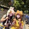 趣木也可愛(ài)漢堡小熊毛絨帽子女秋冬加絨加厚保暖大頭圍顯臉小護耳雷鋒帽 米白-漢堡兔子 曬單實(shí)拍圖