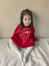 幼歌（YOUGE）嬰幼兒秋季新款純棉舒適柔軟毛衣裙女寶寶花邊領(lǐng)連衣裙紅色90 cm 曬單實(shí)拍圖