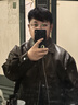 GXG男裝美式皮衣男女同款2024秋季新款?yuàn)A克 棕色 170/M 曬單實(shí)拍圖