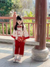 G.DUCKKIDS嬰兒漢服套裝春裝國(guó)風(fēng)唐裝抓周宴女寶寶禮服中式過(guò)年分體兩件套裝 紅色 80 （建議寶寶8-10公斤 12-24個(gè) 曬單實(shí)拍圖
