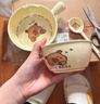 甜雅靜奶油修狗一人食餐具四件套高顏值釉下彩陶瓷泡面碗手柄碗飯碗勺筷 奶油修狗碗具四件套 手碗+小碗+筷子+勺子 曬單實(shí)拍圖