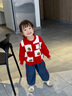 幼歌（YOUGE）嬰幼兒秋季新款草莓小兔甜美親膚外套寶寶柔軟毛衣開(kāi)衫 紅色 90 cm 曬單實(shí)拍圖