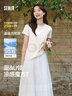 森馬（Semir）短袖t恤女短款合體顯瘦正肩內搭25夏涼感修身打底衫109325100001 曬單實(shí)拍圖