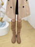 卓詩(shī)尼厚底長(cháng)筒靴女2025秋冬新款西部牛仔靴顯瘦加絨復古不過(guò)膝長(cháng)靴女靴 駝色-單里四季款 37 曬單實(shí)拍圖