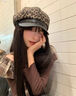 QUEEN TRIP2025新款復古豹紋貝雷帽女生秋天千禧小眾八角帽大頭圍顯臉帽子潮 咖色豹紋 曬單實(shí)拍圖
