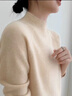 YRTD羊絨衫女100%山羊絨女半高領(lǐng)寬松打底衫加厚秋冬款 米駝色（禮盒包裝） M 【90-100斤】 曬單實(shí)拍圖